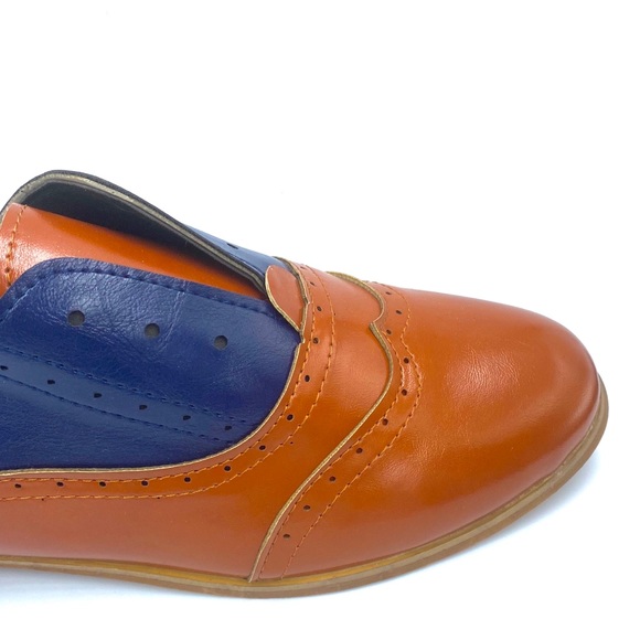 NWT Slip On Brogue Oxfords - Faux Leather - Navy - Picture 14 of 16